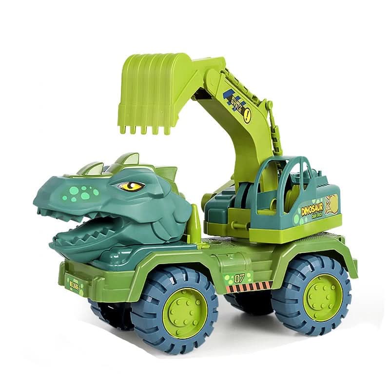 Ciężarówka dinozaur z klatką, koparka dinozaur