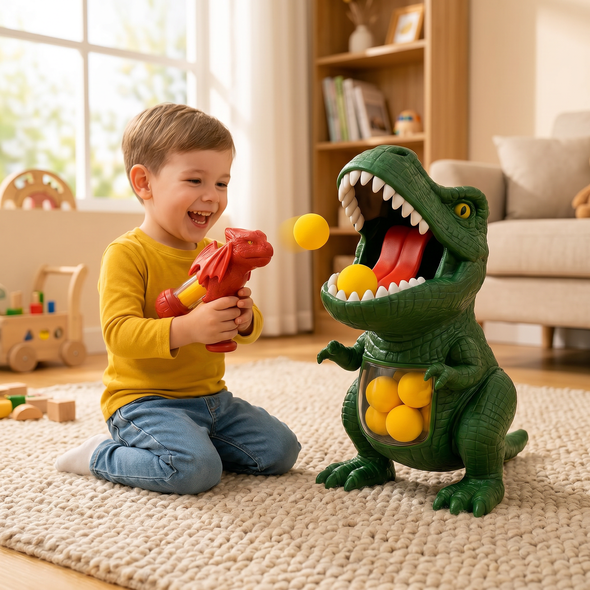 Dinozaur strzelający – zręcznościowa gra celownicza dla dzieci – widok produktu 2 | Kidartsy
