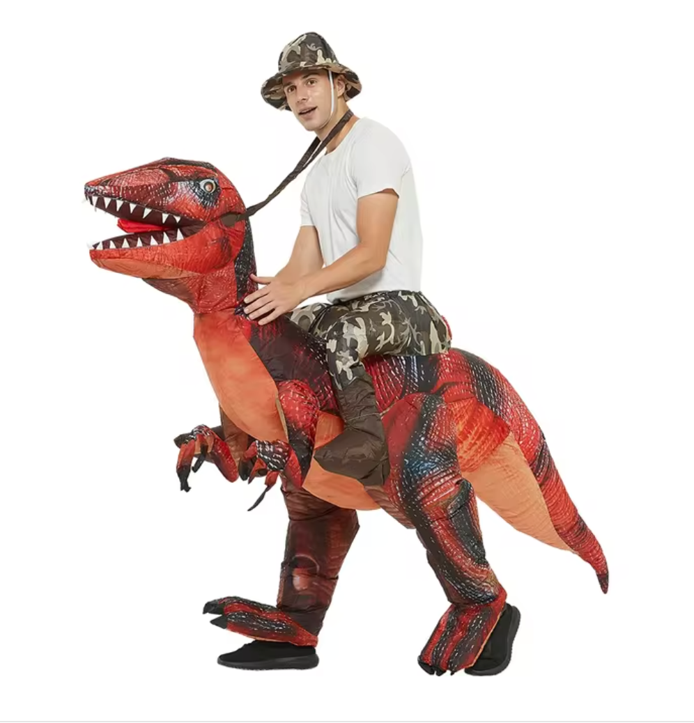 Dmuchany kostium dinozaura, kostium czerwony dla dorosłych