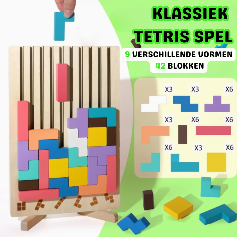 Drewniana układanka typu Tetris – gra logiczna dla dzieci – widok produktu 5 | Kidartsy