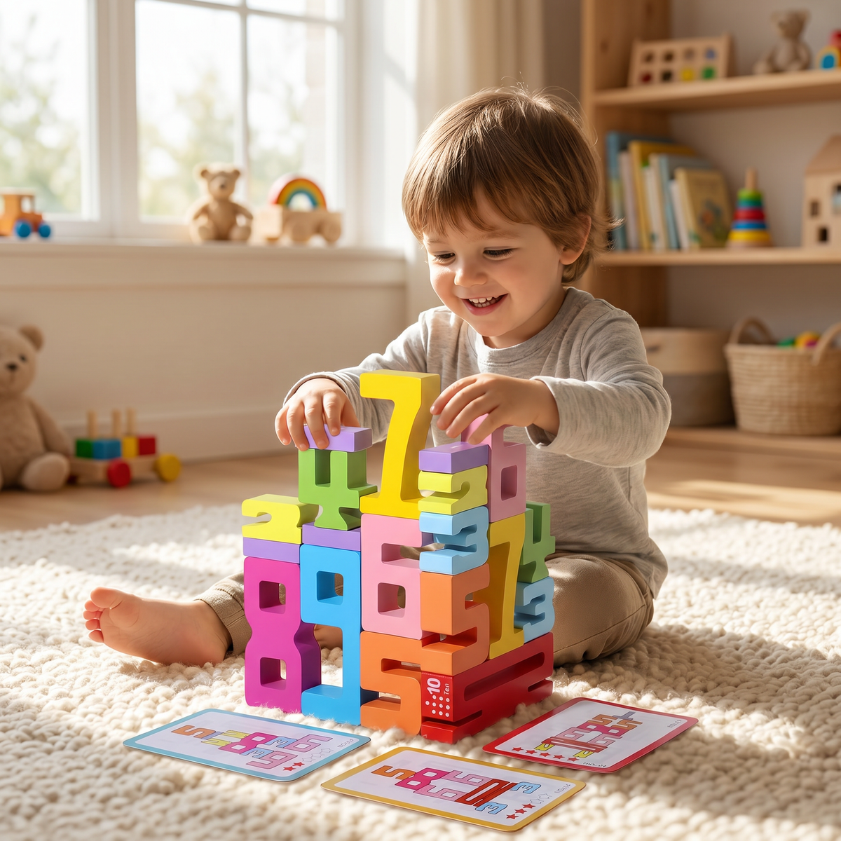 Drewniane klocki do nauki liczenia – edukacyjna zabawka Montessori – widok produktu 7 | Kidartsy
