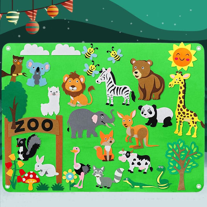Filcowa tablica z figurkami, motyw zoo