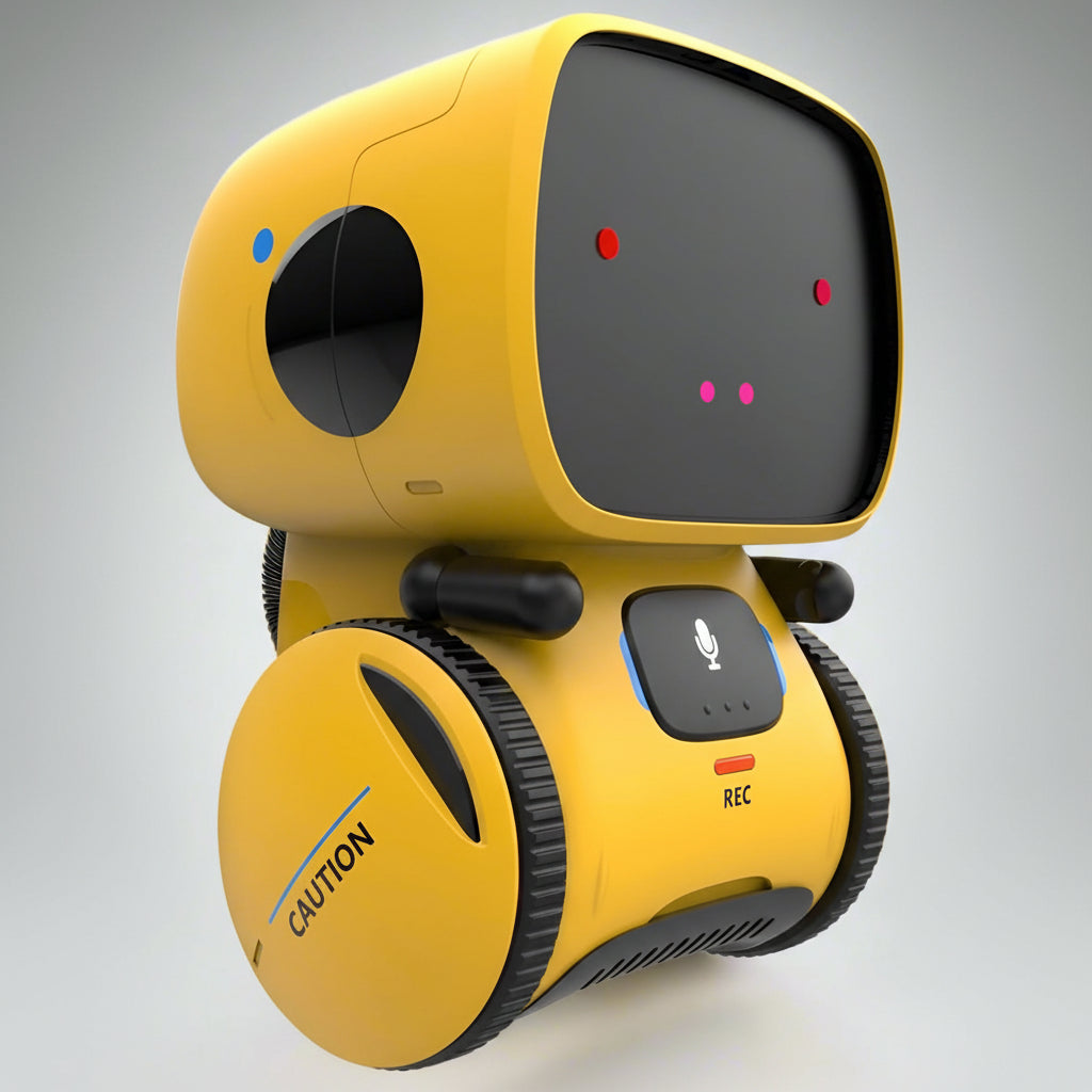 Interaktywny robot tańczący, robot żółty z przodu