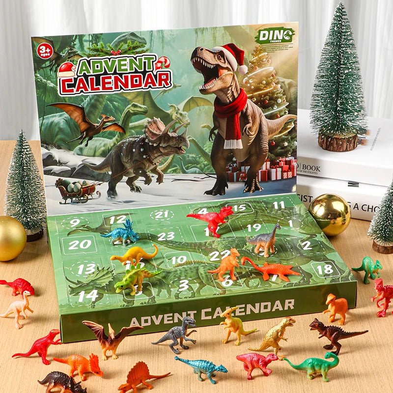 Kalendarz adwentowy z dinozaurami, otwarty kalendarz