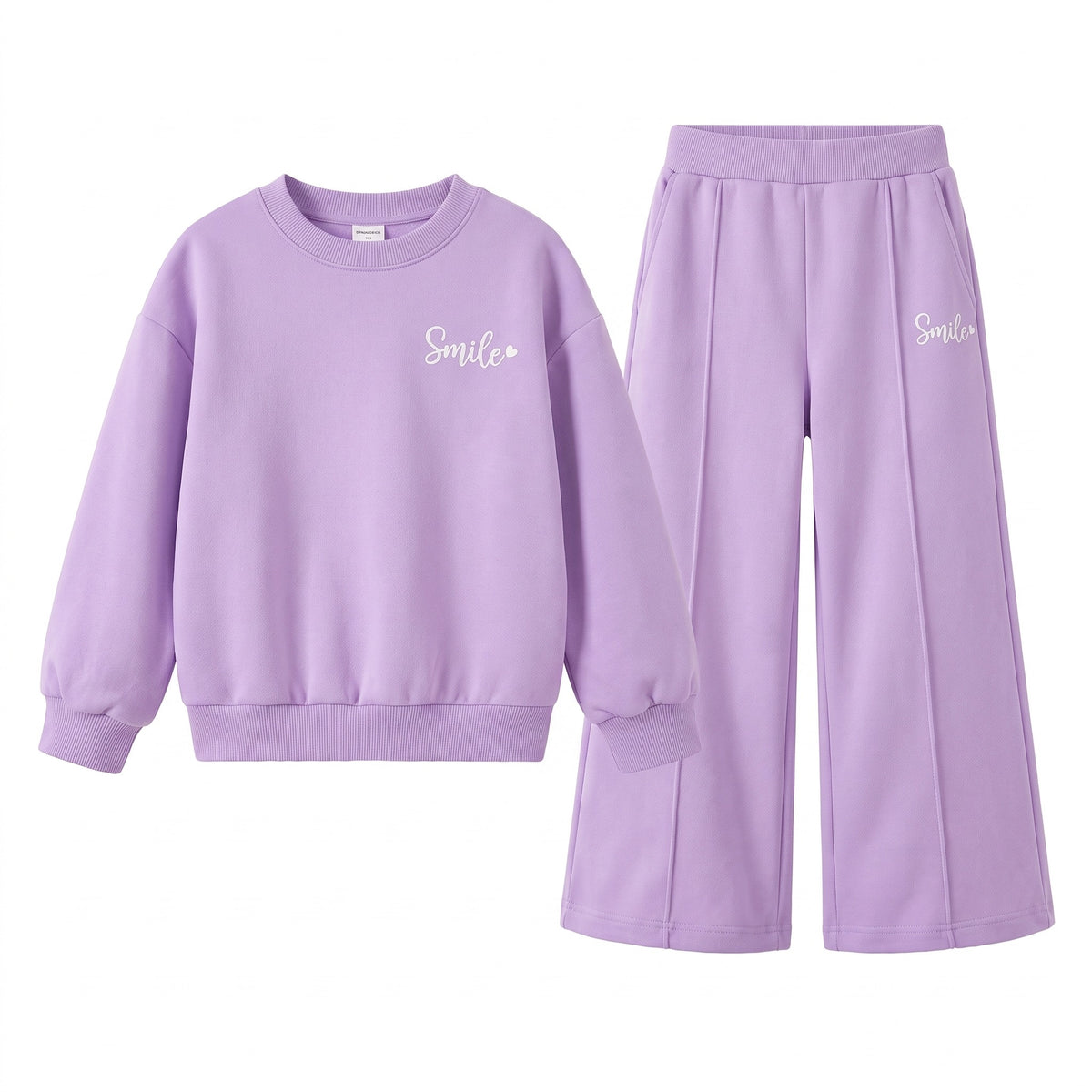 Komplet dziewczęcy bluza i szerokie spodnie Smile, liliowy