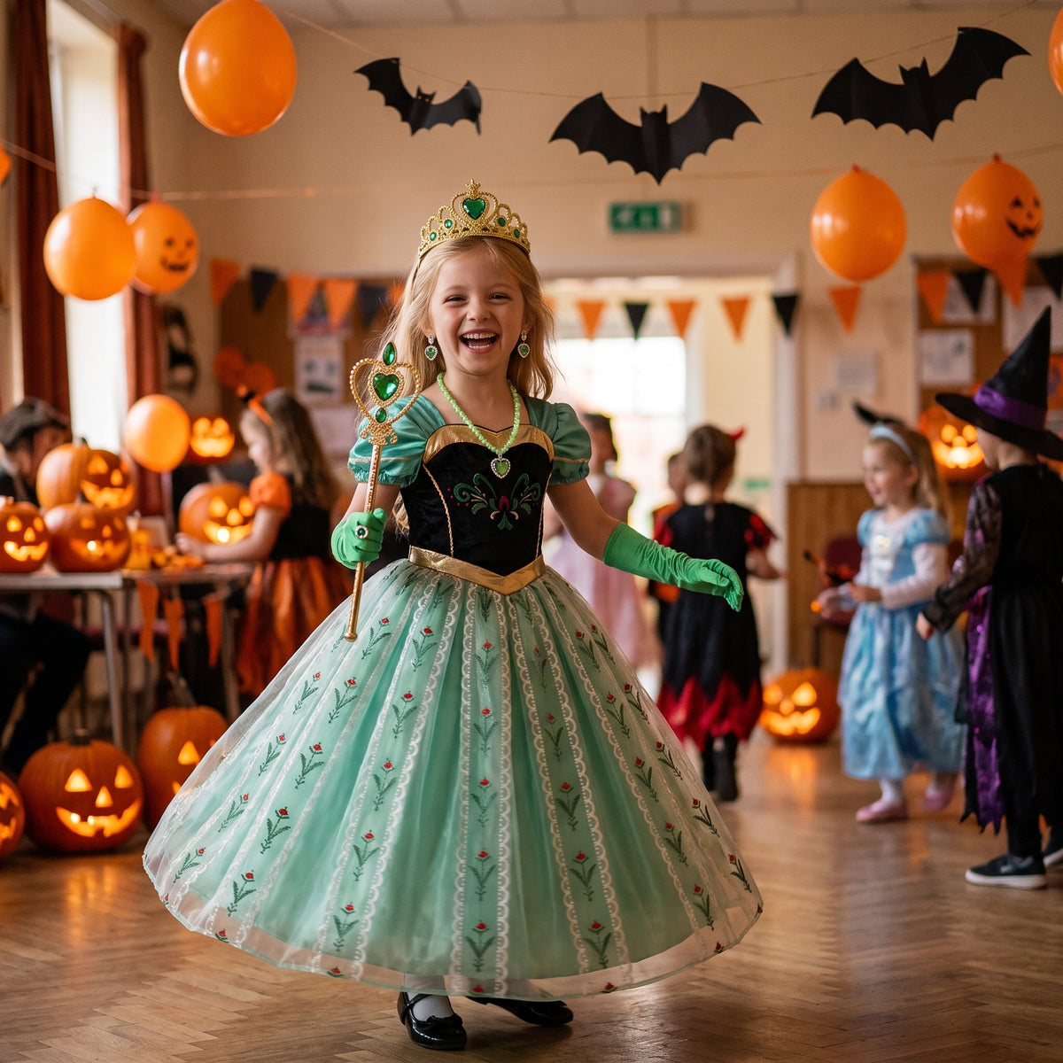 Kostium księżniczki dla dziewczynki na Halloween, sukienka z dodatkami, lifestyle 2