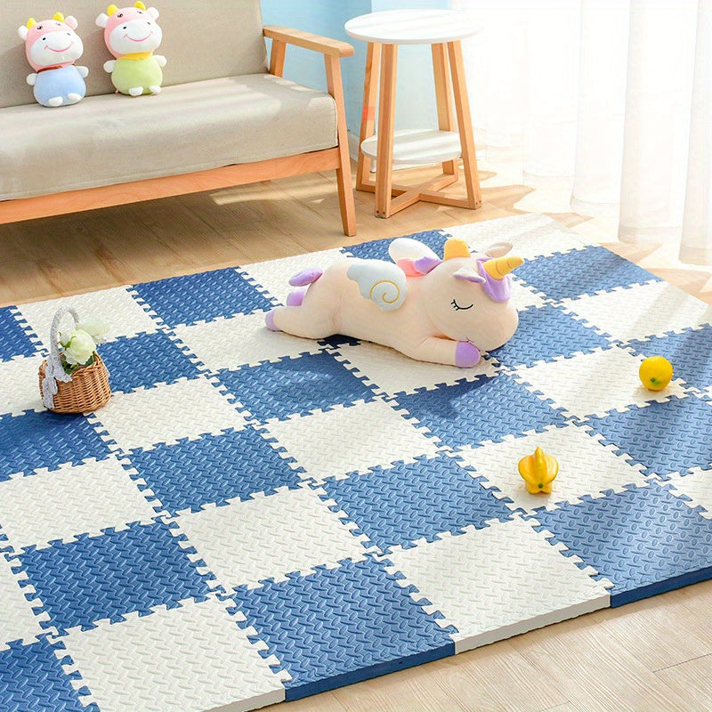 Mata piankowa puzzle 10 elementów, mata biało-granatowa