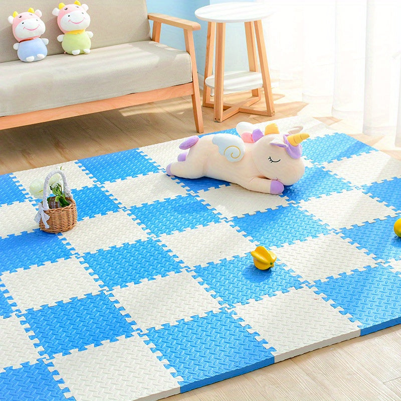 Mata piankowa puzzle 10 elementów, mata biało-błękitna