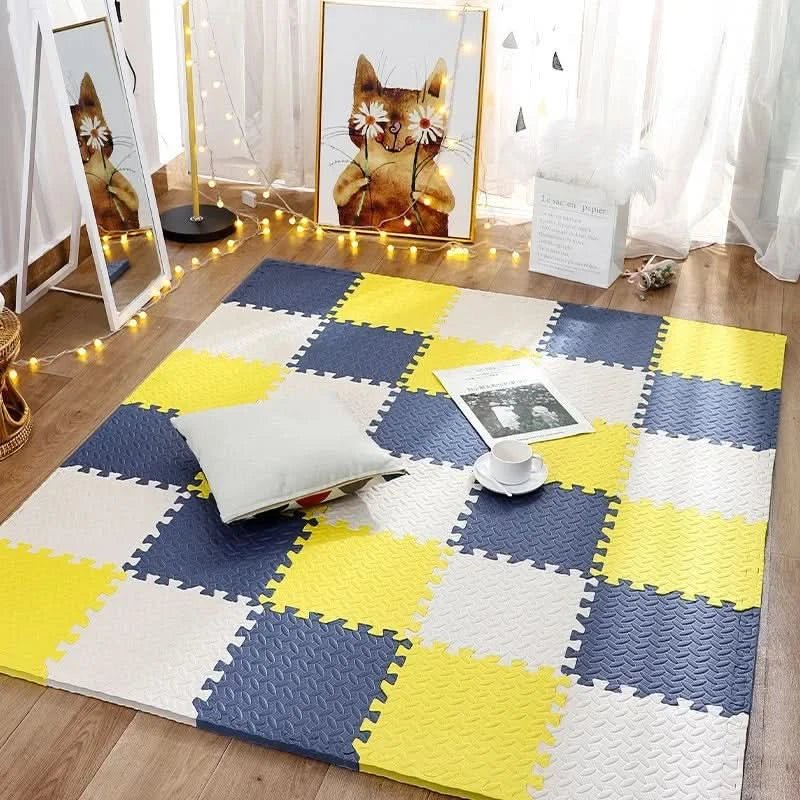 Mata piankowa puzzle dla dzieci, granatowy, biały, żółty