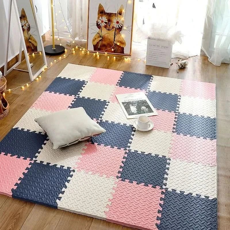 Mata piankowa puzzle dla dzieci, granatowy, biały, różowy