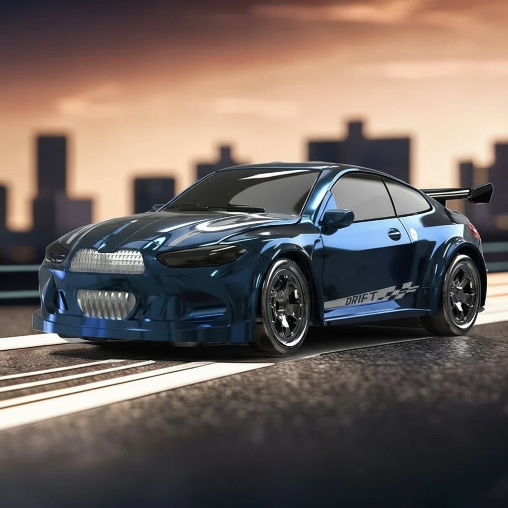 Mini samochód zdalnie sterowany do driftu, model niebieski