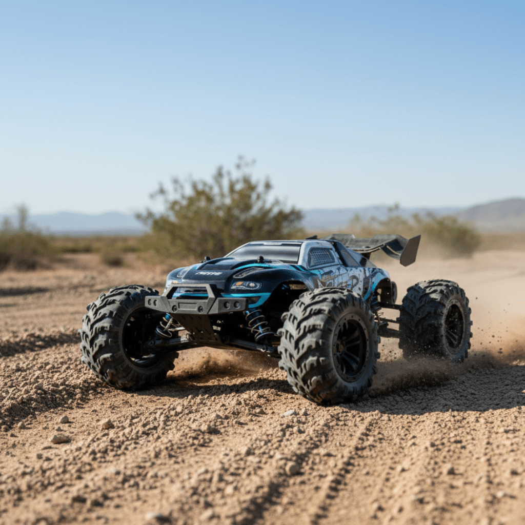 Monster truck zdalnie sterowany 1:16, model na piachu