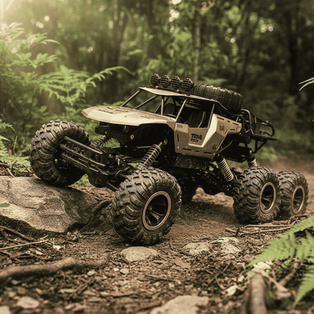Monster truck zdalnie sterowany 6 kół, jazda w lesie