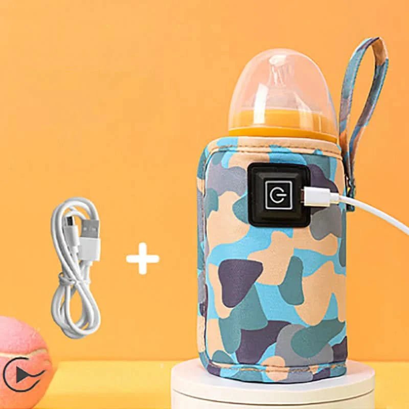 Podgrzewacz do butelek USB w formie otuliny, moro niebieskie