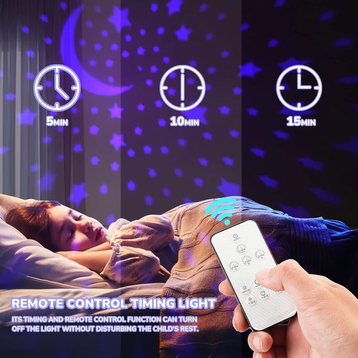 Projektor gwiazd dla dzieci, timer i pilot