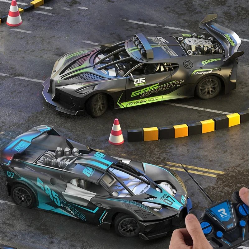 Samochód zdalnie sterowany do driftu, dwa samochody na torze