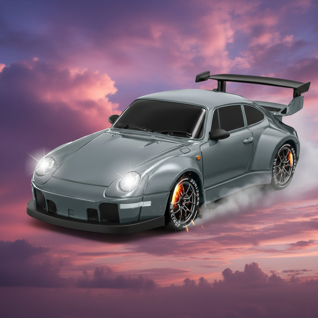 Samochód zdalnie sterowany do driftu 1:24, model szary