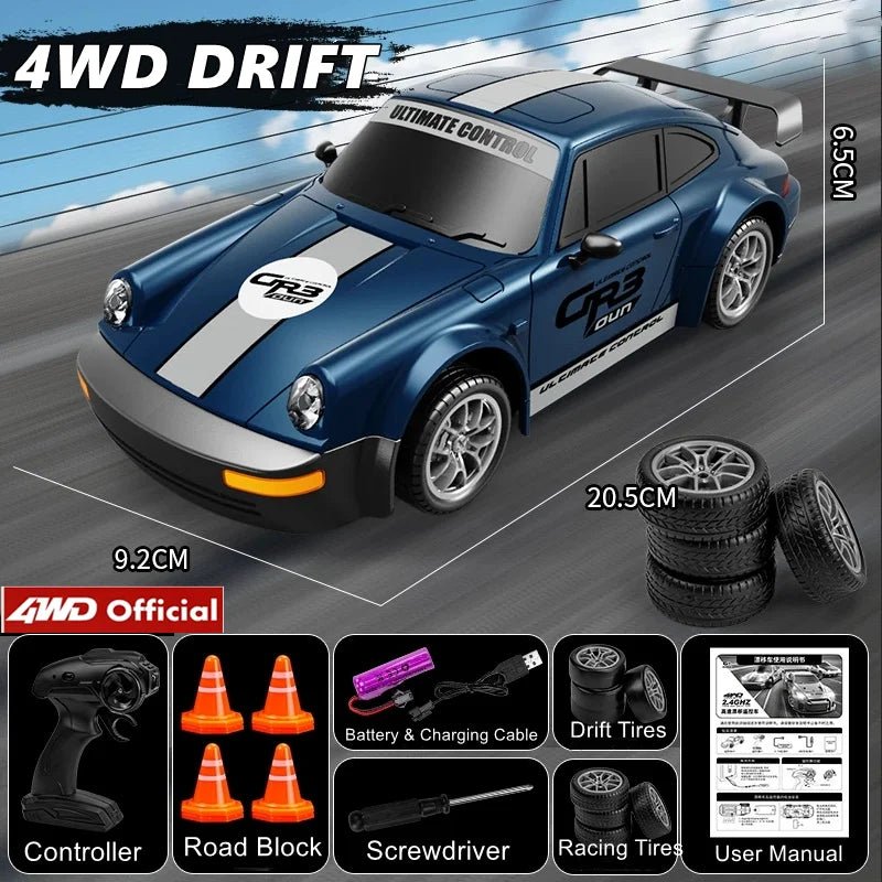 Samochód zdalnie sterowany do driftu 1:24, wymiary i zawartość