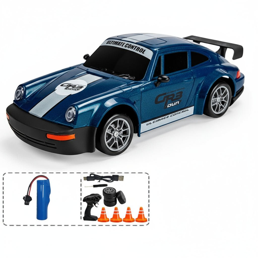Samochód zdalnie sterowany do driftu 1:24, model granatowy z akumulatorem