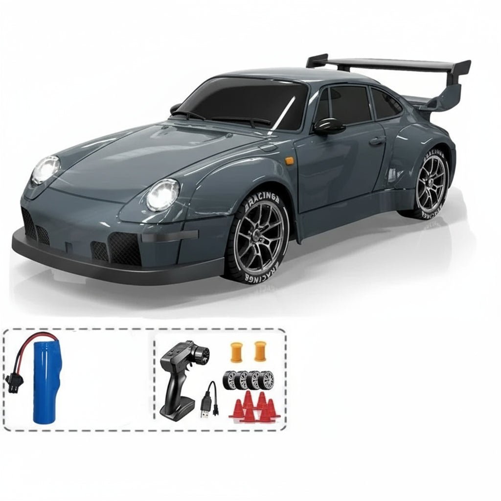 Samochód zdalnie sterowany do driftu 1:24, model szary z akumulatorem
