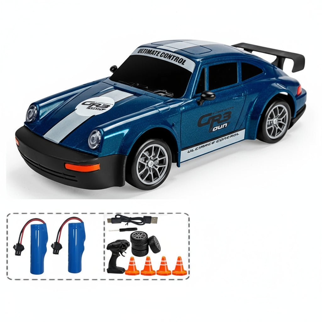 Samochód zdalnie sterowany do driftu 1:24, model granatowy z zestawem