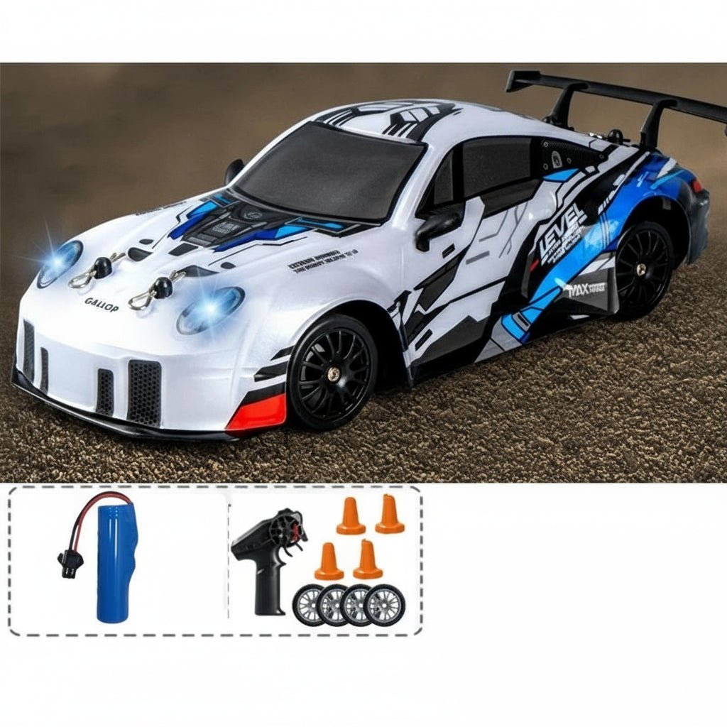 Samochód zdalnie sterowany do driftu 1:24, model biały z zestawem