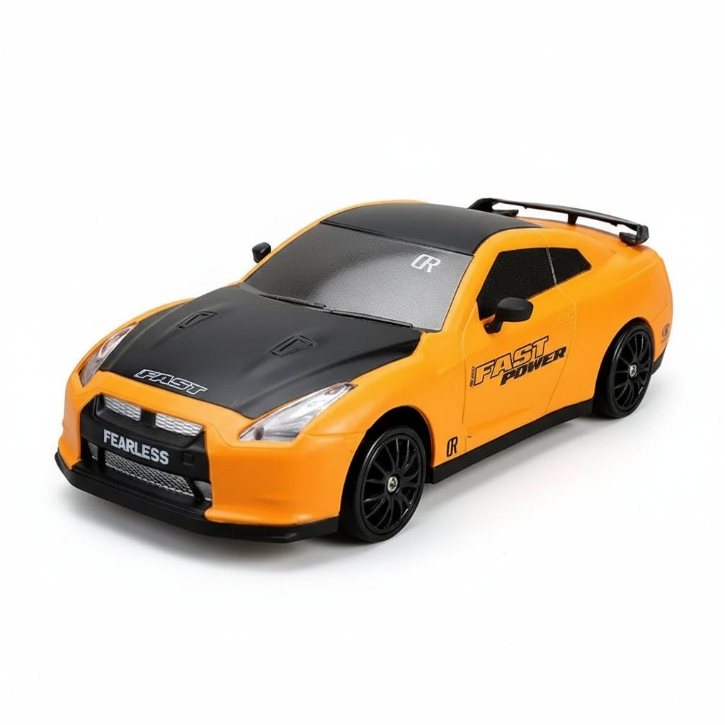 Samochód zdalnie sterowany do driftu, model żółto-czarny