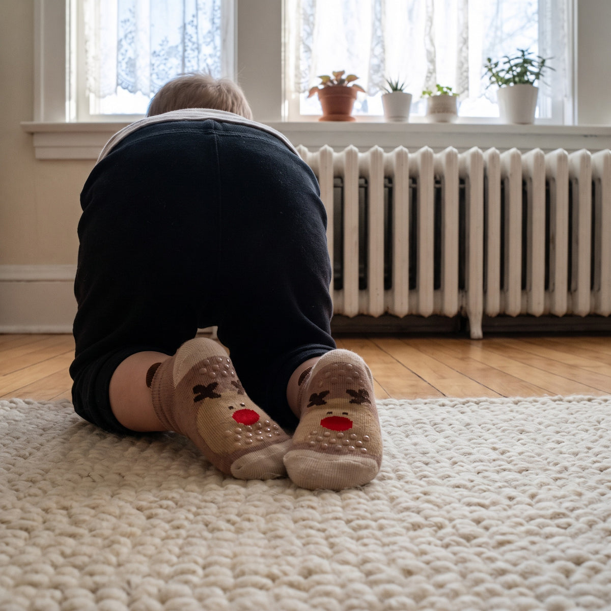 Krótkie skarpetki antypoślizgowe dla dzieci z uszkami