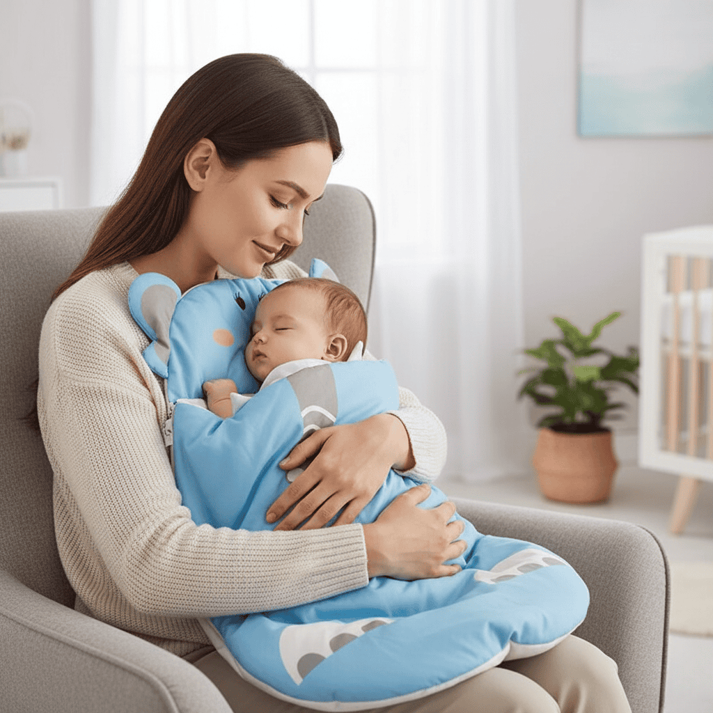 Śpiworek niemowlęcy z bawełny, mama z dzieckiem