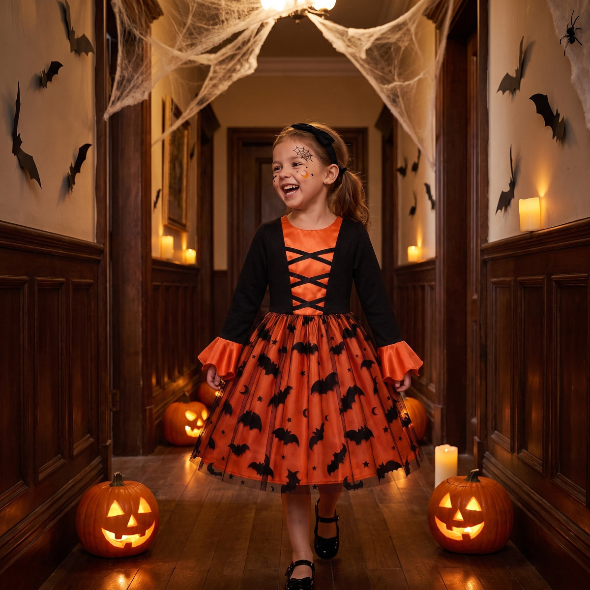 Sukienka na Halloween dla dziewczynki z tiulem w nietoperze, lifestyle 2