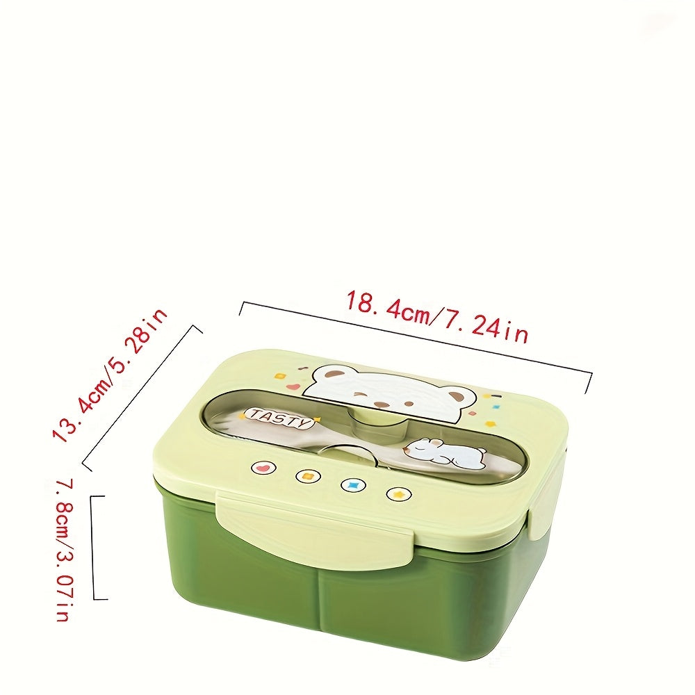 Szczelna lunchbox dla dzieci z 3 przegródkami – widok produktu 4 | Kidartsy