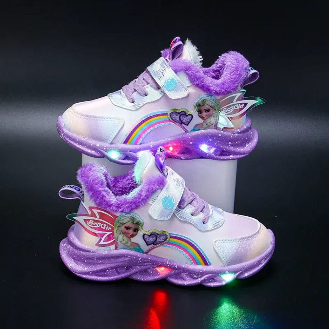 Buty świecące z nadrukiem księżniczki, trampki LED dla dzieci